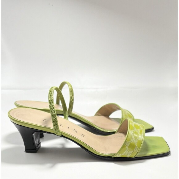 Celine S/S 2000 RTW Lime Green Kitten Heels Macadam Vintage Y2K Sz 36 6 - Picture 1 of 10